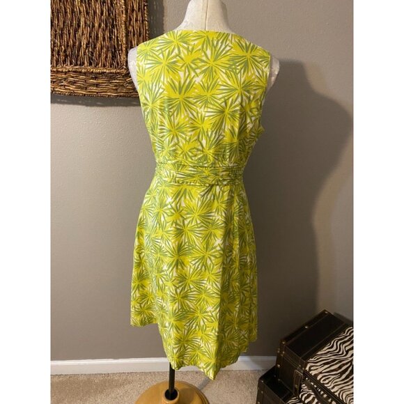 Boden Dress Green Cream 10 All Cotton A Line Washable Sleeveless Summer - Picture 3 of 7